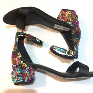 Steve Madden multicolor Beaded and Fabric Block heel sandals